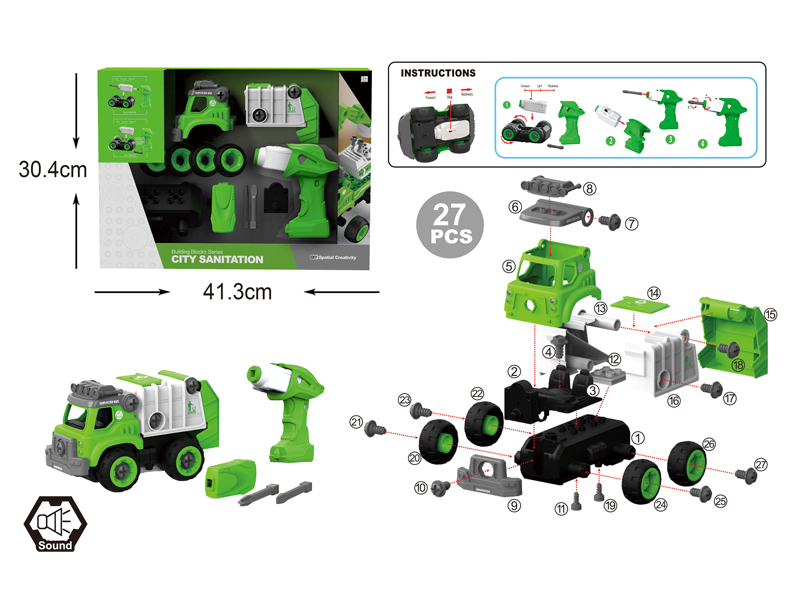 DIY Disassembly B/O Sanitation Truck 27Pcs