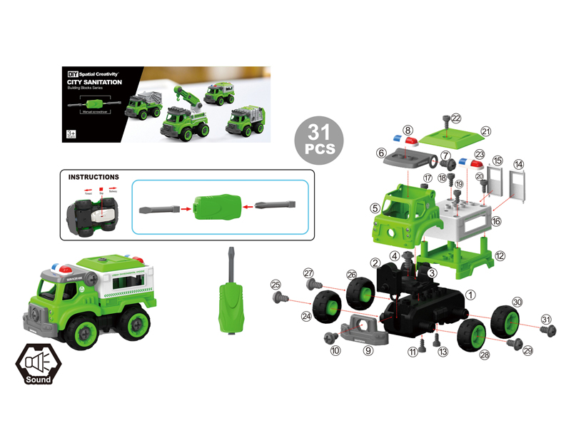 DIY Disassembly Manual Transport Vehicle 31Pcs