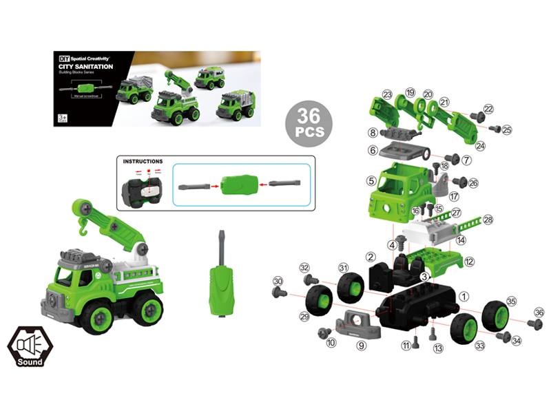 DIY Disassembly Manual Crane 36Pcs