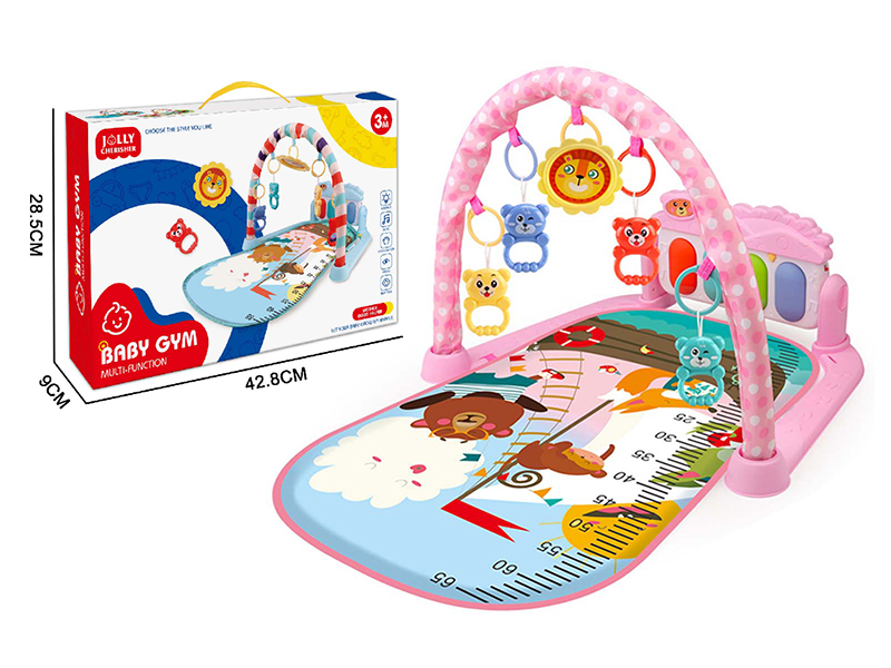 Zoo Pattern Pedal Piano Fitness Blanket(Pink)