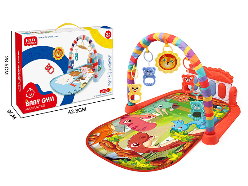 Dinosaur World Pattern Pedal Piano Fitness Blanket(Red)