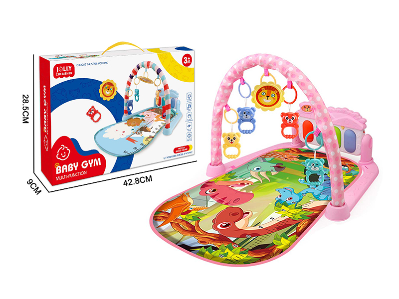 Dinosaur World Pattern Pedal Piano Fitness Blanket(Pink)