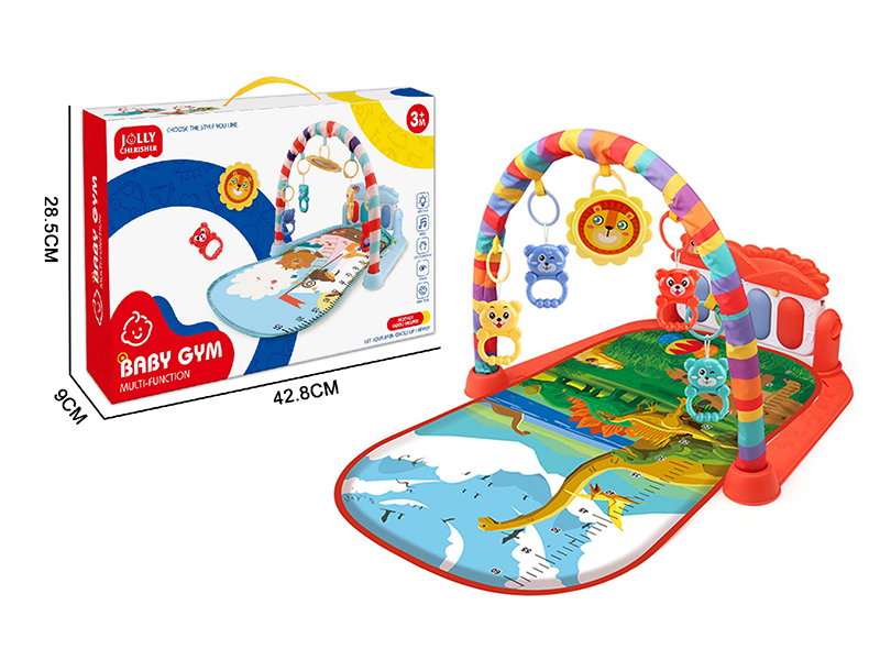 Dinosaur World Pattern Pedal Piano Fitness Blanket(Red)