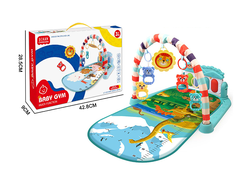 Dinosaur World Pattern Pedal Piano Fitness Blanket(Green Black)