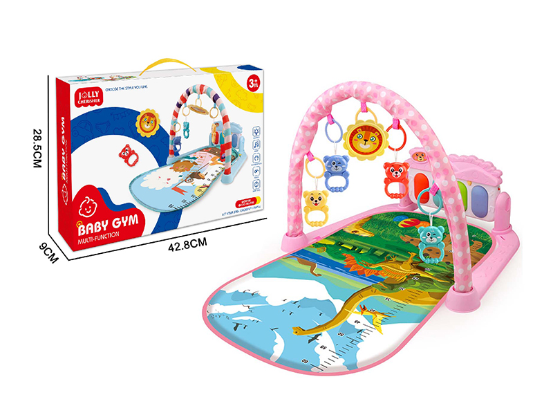 Dinosaur World Pattern Pedal Piano Fitness Blanket(Pink)