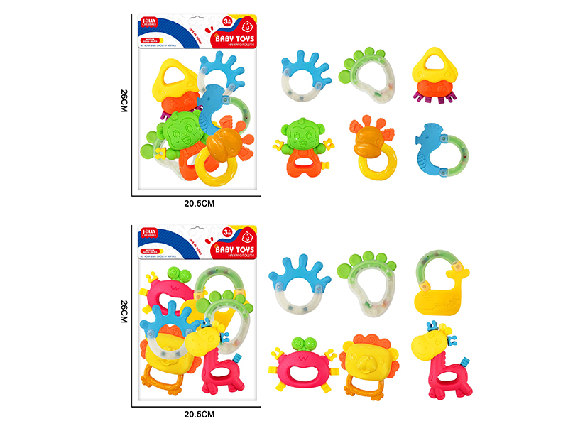 6PCS Baby Rattle Teether
