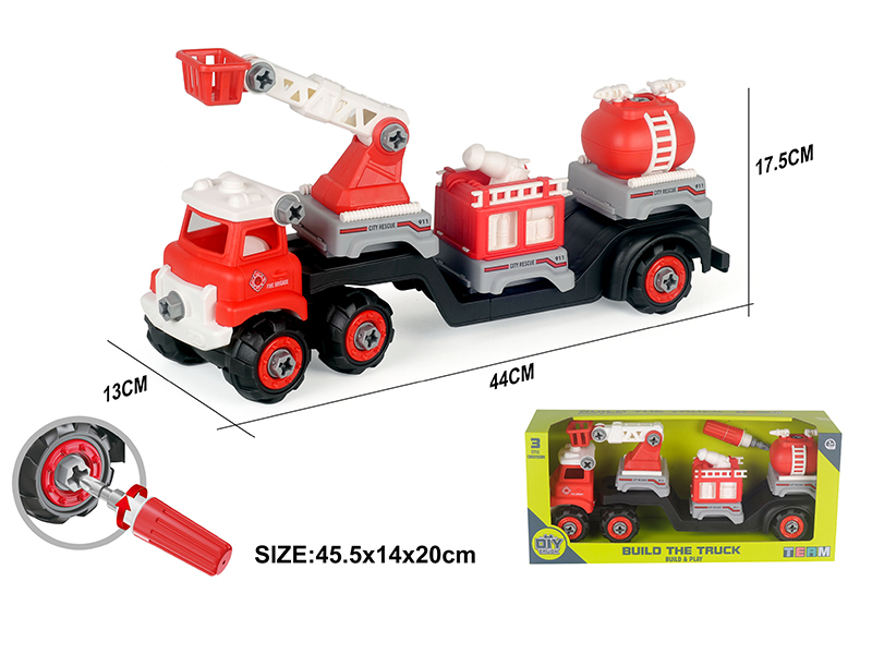 DIY Disassembly And Assembly Fire Trailer Set