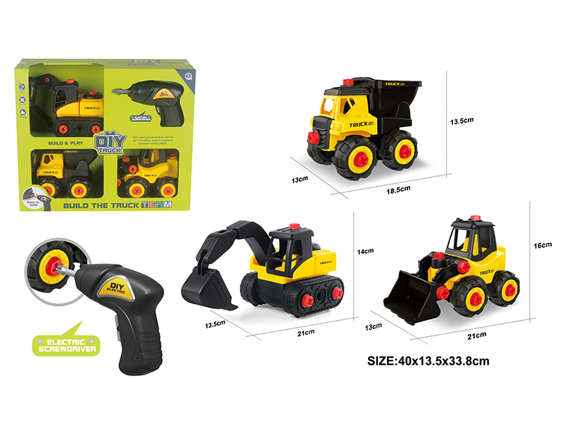 DIY Disassembly And Assembly Engineering Truck Set(With Electric Screwdriver)