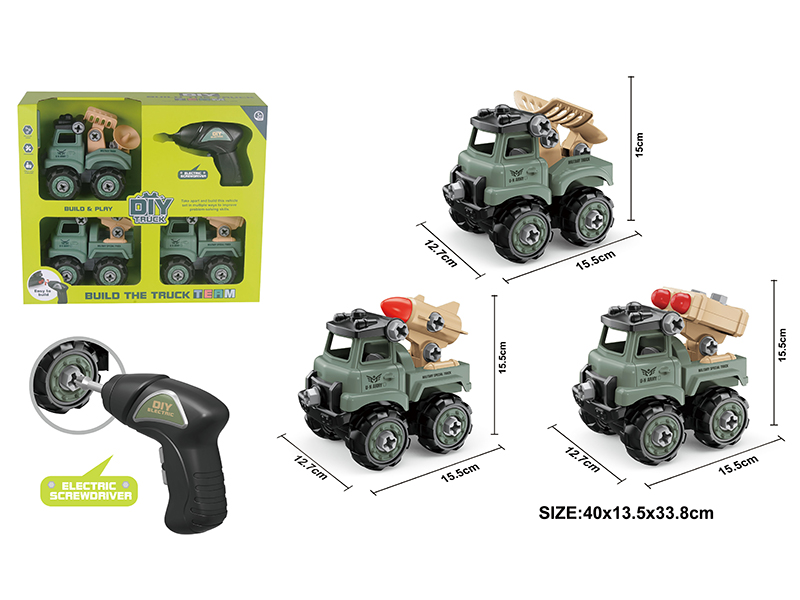 DIY Disassembly And Assembly Military Truck Set(With Electric Screwdriver)