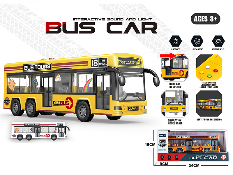 Friction Single-Decker Bus With Sound And Light