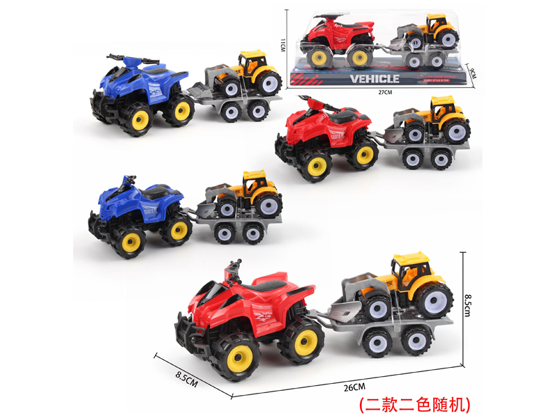 Friction  Beach Motorcycle+Pull Back Engineering Vehicle