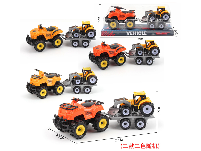 Friction  Beach Motorcycle+Pull Back Engineering Vehicle