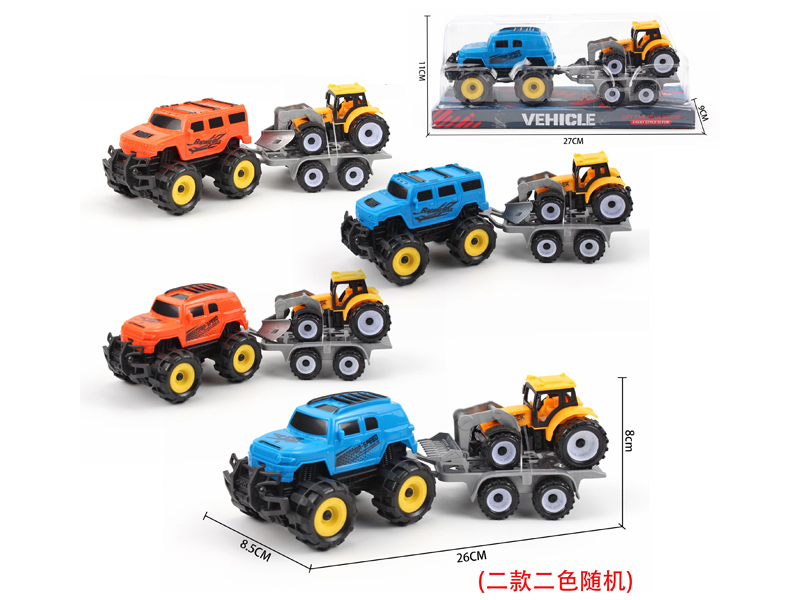 Friction Racing Car+Pull Back Engineering Vehicle