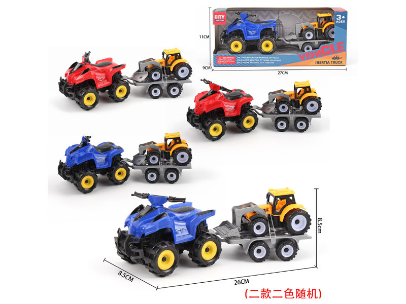 Friction  Beach Motorcycle+Pull Back Engineering Vehicle