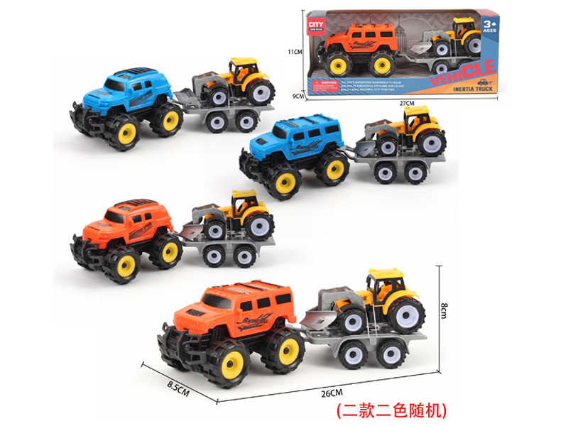Friction Racing Car+Pull Back Engineering Vehicle
