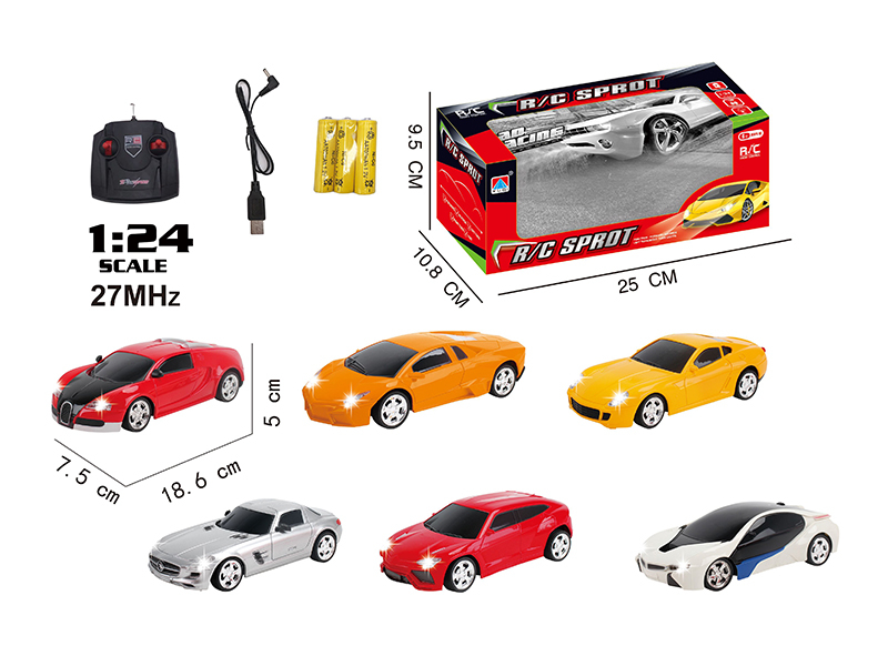 1:24 Remote Control Car With LED Light,USB(Include Batteries)