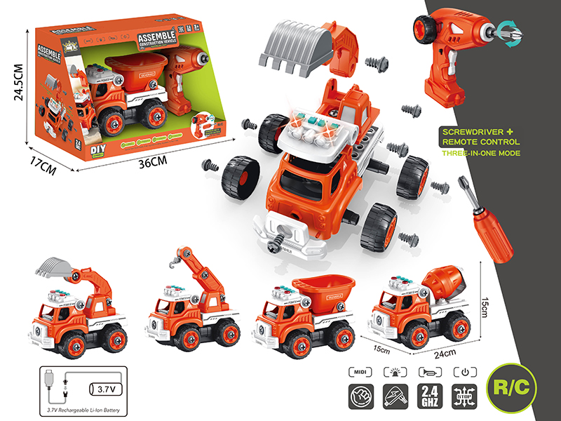 4-Channel Remote Control DIY Assembly Engineering Truck With Light And Music,Story