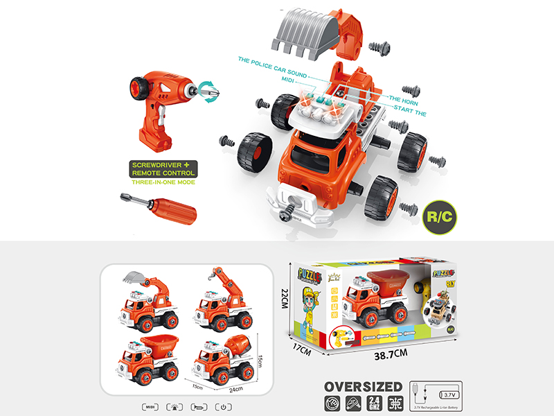 4-Channel Remote Control DIY Assembly Engineering Truck With Light And Music,Story