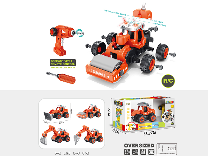 4-Channel Remote Control DIY Assembly Engineering Truck With Light And Music