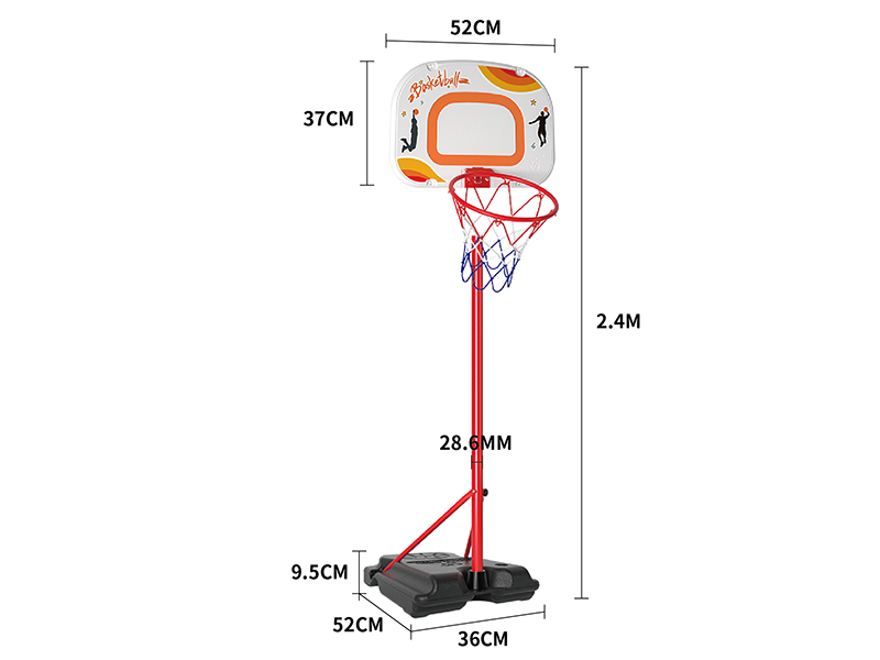 2.4m Dunk Basketball Stand(Solid Basketball Hoop,Diameter 30cm)