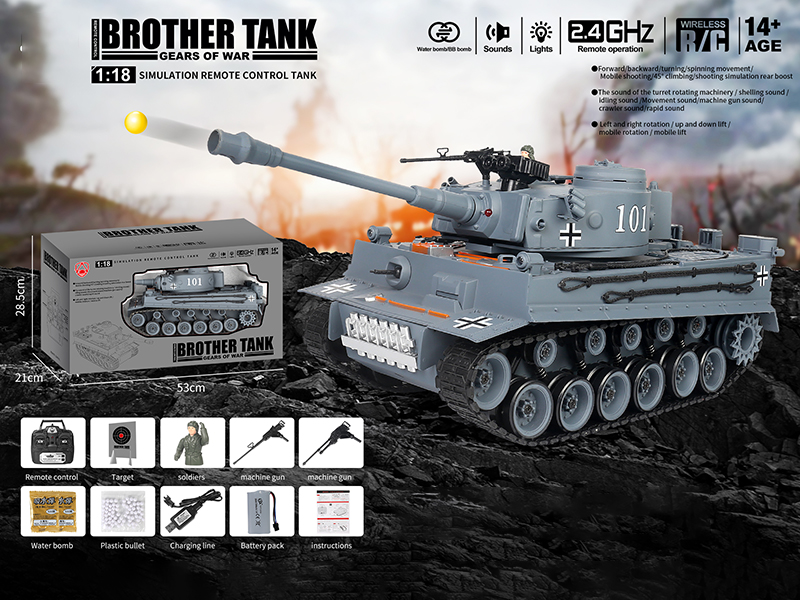 1:18 2.4G 20-Channel Remote Control Tank