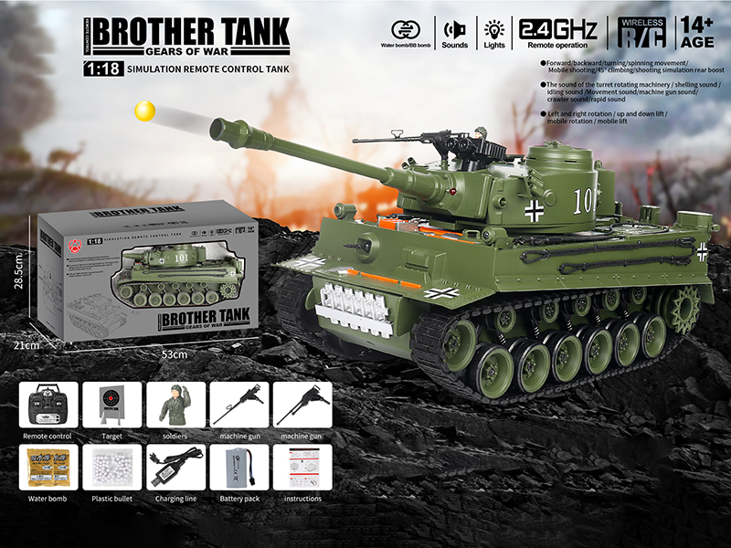 1:18 2.4G 20-Channel Remote Control Tank