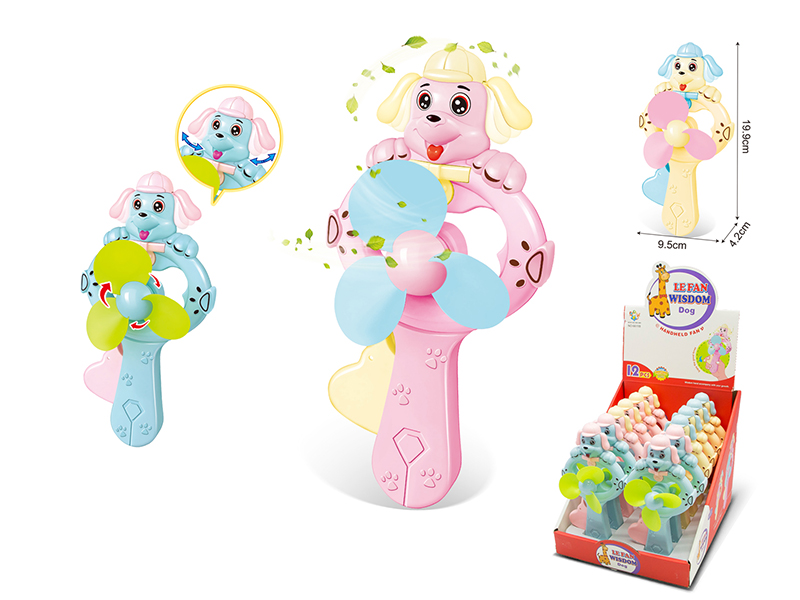 Cartoon Dog Hand Pressure Fan 12pcs