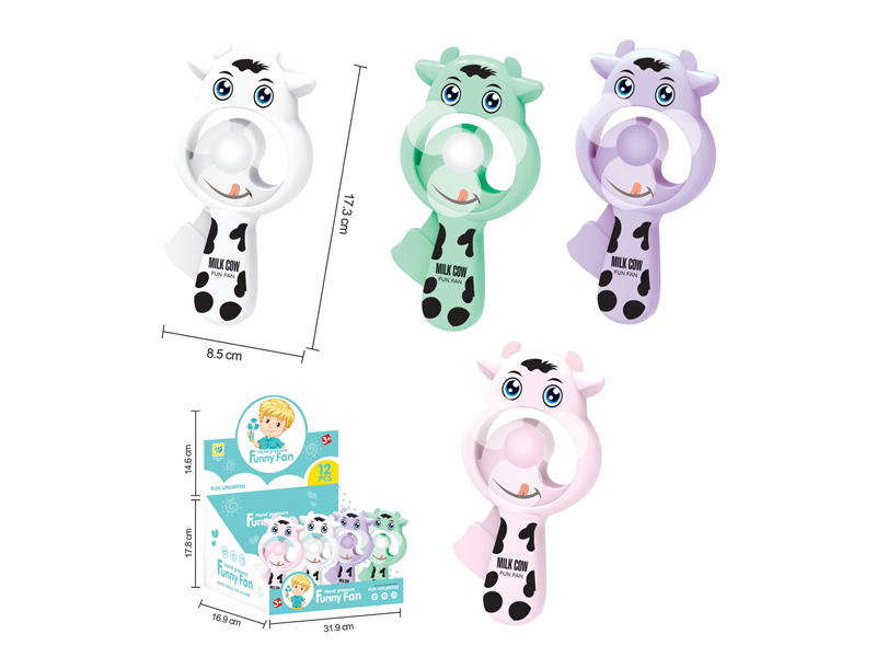 12Pcs Cartoon Cow Fan