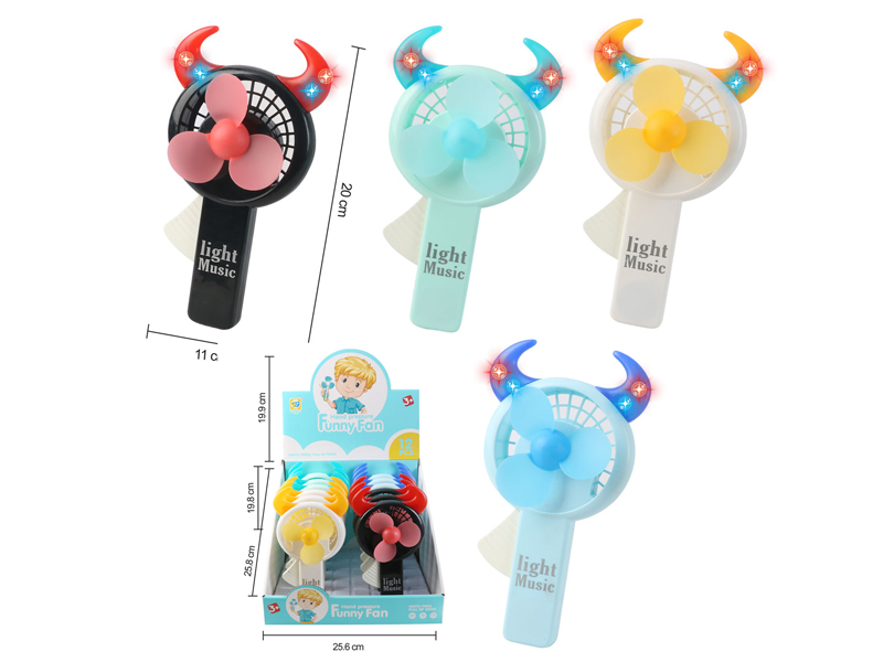 12Pcs Horn Fan With Light And Music