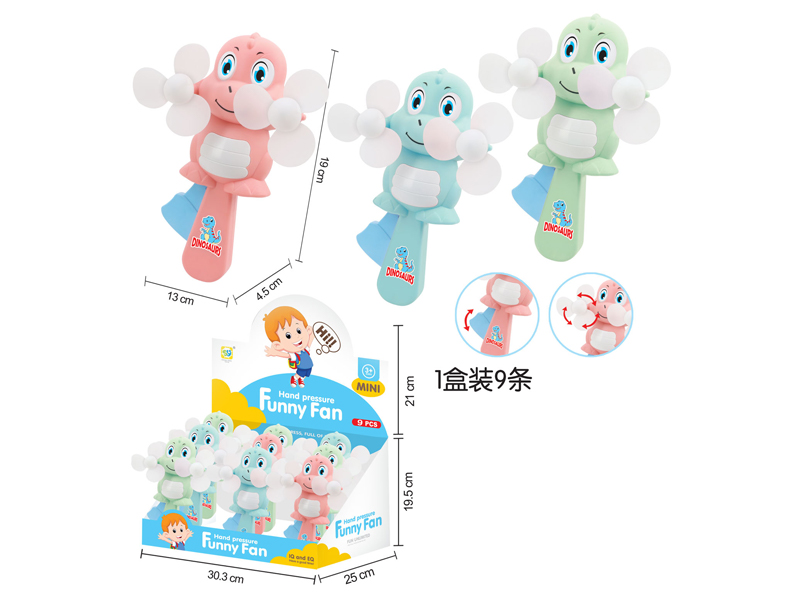12Pcs Double Headed Dinosaur Hand Pressure Fan