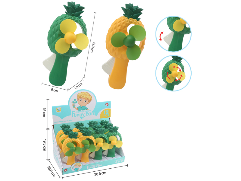 12Pcs Pineapple Hand Pressure Fan