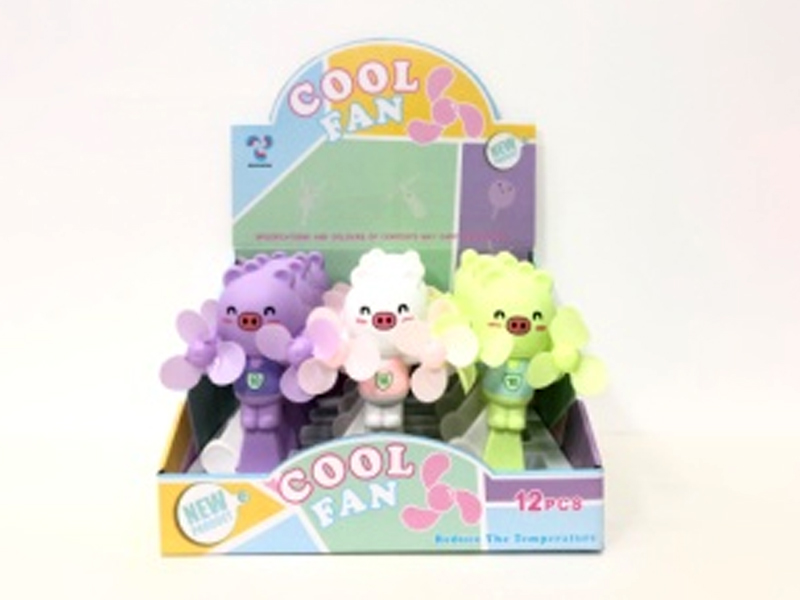 12PCS Cartoon Pig Fan
