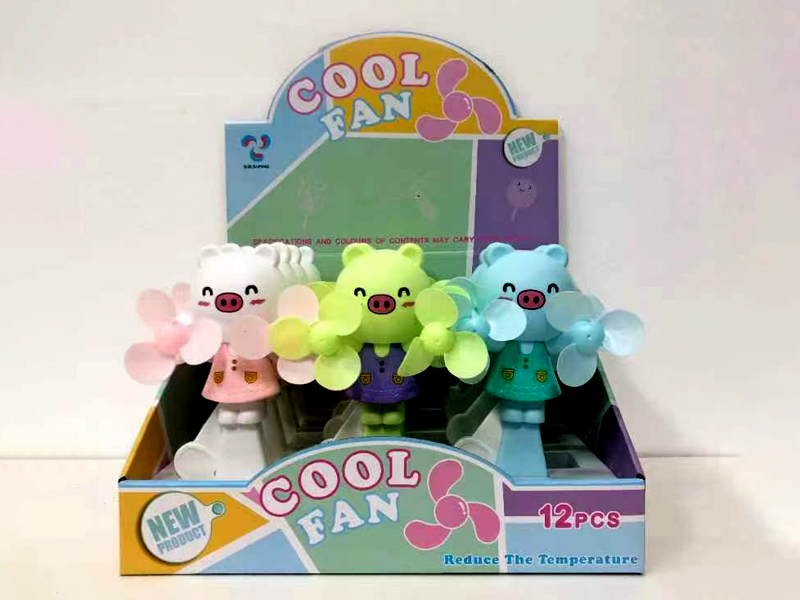 12PCS Cartoon Pig Fan