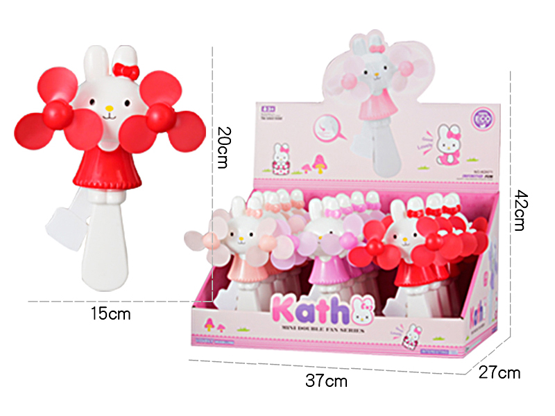 Double-Head Cartoon Rabbit Handheld Fan 12PCS