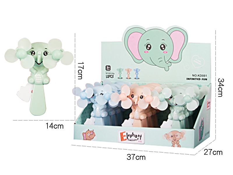 Double-Head Cartoon Elephant Handheld Fan 12PCS