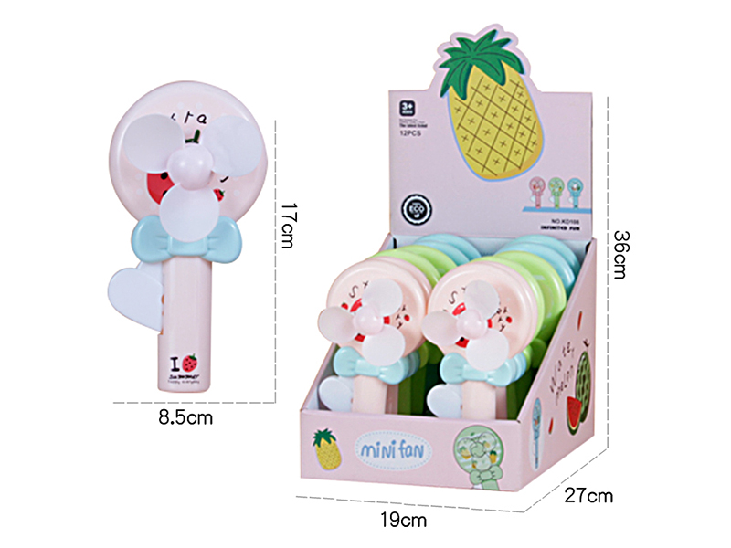 Fruit Pattern Hand Pressure Fan 12pcs