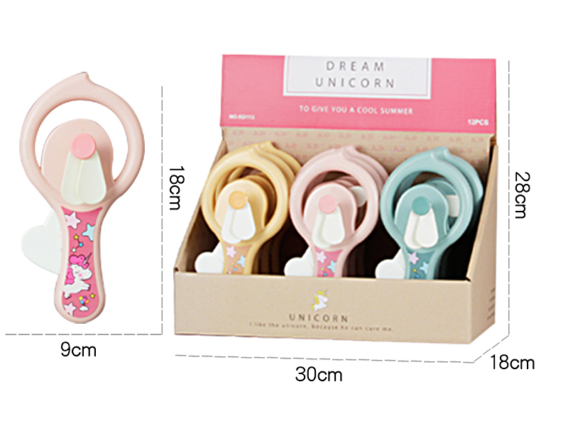 Unicorn Hand Pressure Fan With Light 12pcs