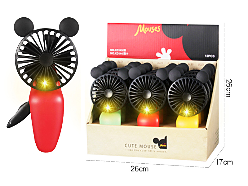 Mickey Hand Pressure Fan With Light 12pcs