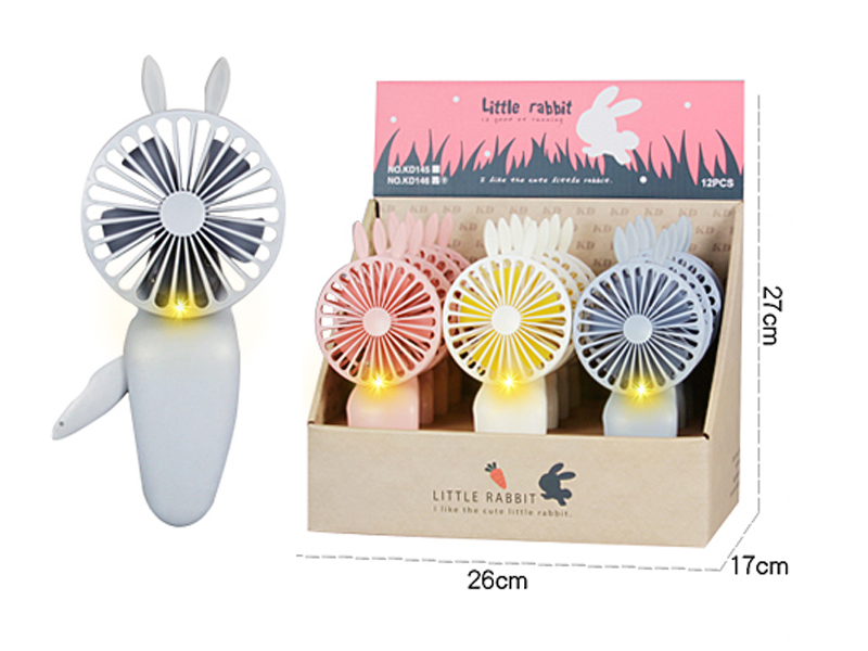 Rabbit Hand Pressure Fan With Light 12pcs