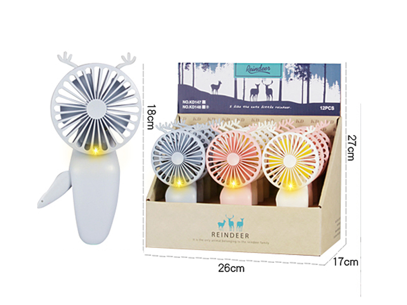 Reindeer Hand Pressure Fan With Light 12pcs