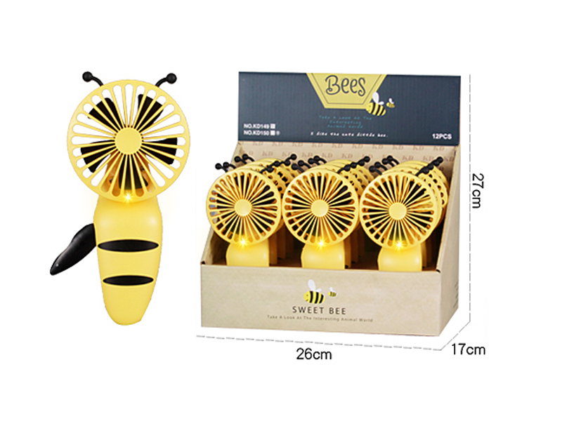 Bee Hand Pressure Fan With Light 12pcs