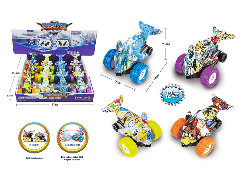 Friction Crash Bounce 360° Rotating Dolphin Car(12pcs)