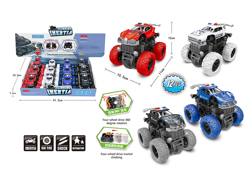 Friction Swinging Rotating Stunt Police Car(12pcs)