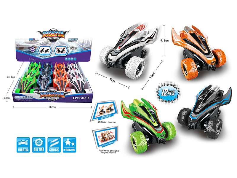 Friction Crash Bounce 360° Rotating Stunt Car(12pcs)