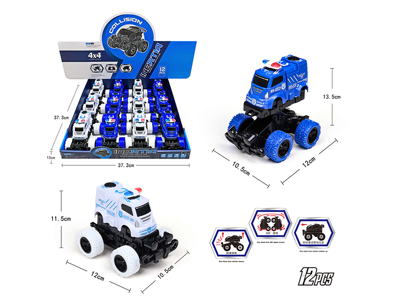 Friction Crash Deformation Police Car(12pcs)
