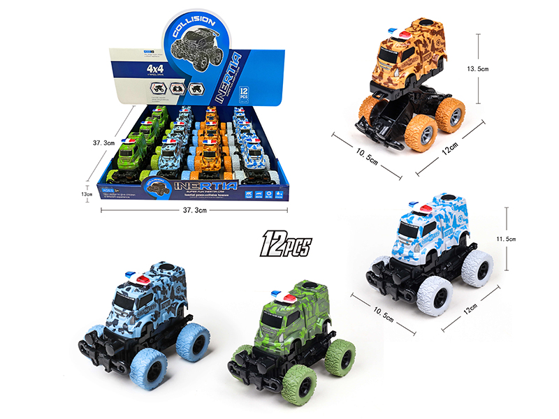 Friction Crash Deformation Camouflage Police Car(12pcs)