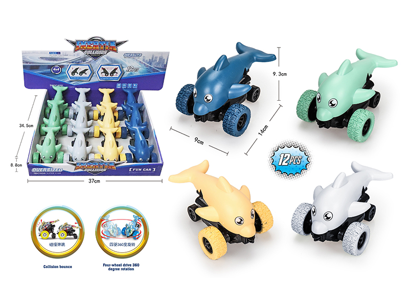 Friction Crash Bounce 360° Rotating Dolphin Car(12pcs)