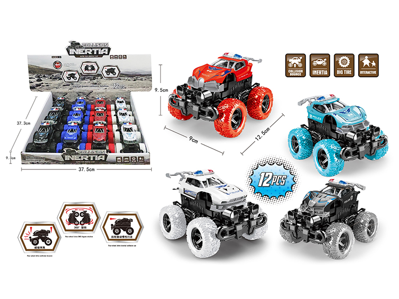 Friction Crash Bounce Transformation Police Car(12pcs)