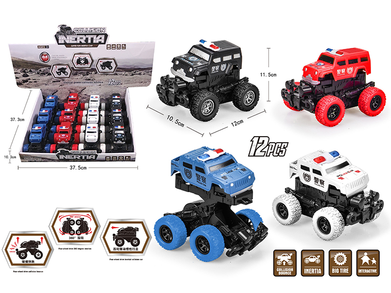 Friction Crash Bounce Off-Road Police Car(12pcs)