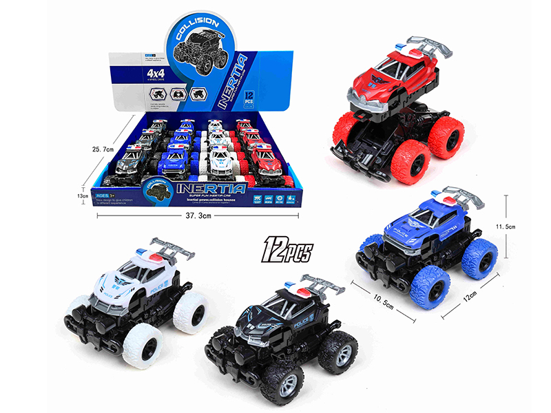 Friction Crash Deformation Police Car(12pcs)